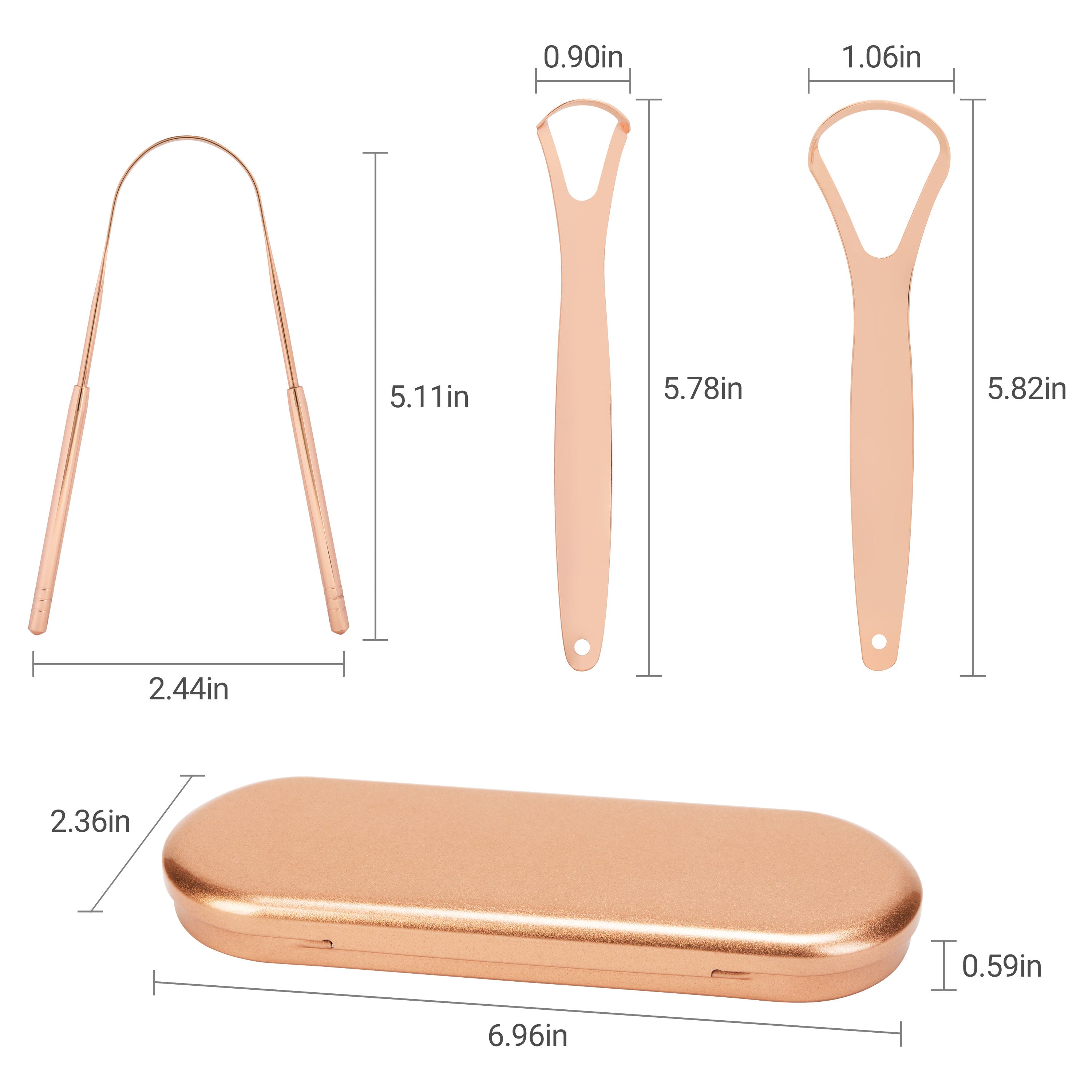 Premium Stainless Steel Tongue Scraper (Rose Gold)