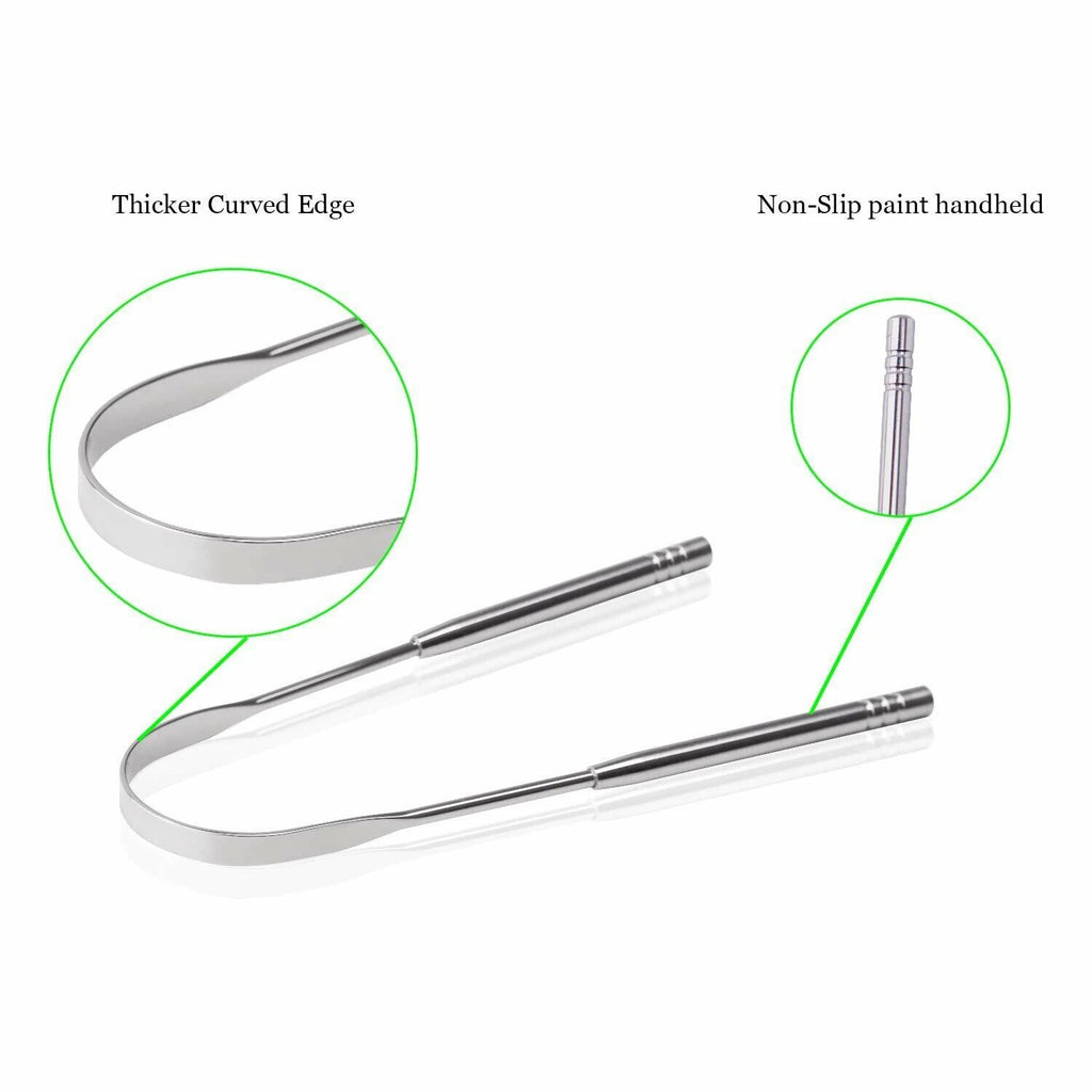Premium Stainless Steel Tongue Scraper (3-Piece Hygiene Set)